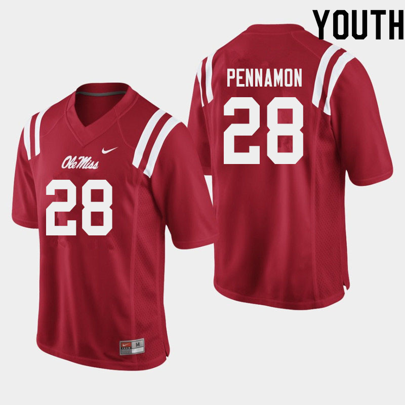 Youth #28 D'Vaughn Pennamon Ole Miss Rebels College Football Jerseys Sale-Red